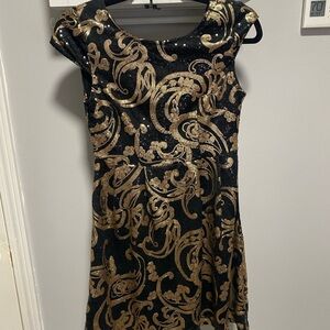 Dainty Jewells Black and Gold Mini Dress